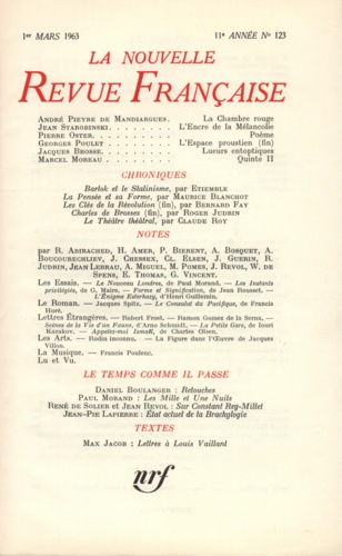 La Nouvelle Revue Française N° 123, mars 1963