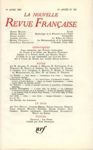 La Nouvelle Revue Française N° 124, avril 1963