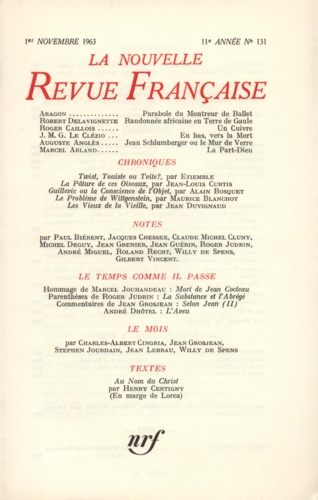 La Nouvelle Revue Française N° 131 novembre 1963