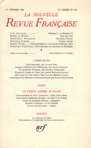 La Nouvelle Revue Française N° 134 février 1964