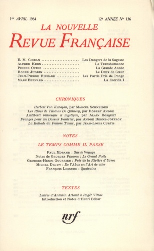 La Nouvelle Revue Française N° 136, avril 1964