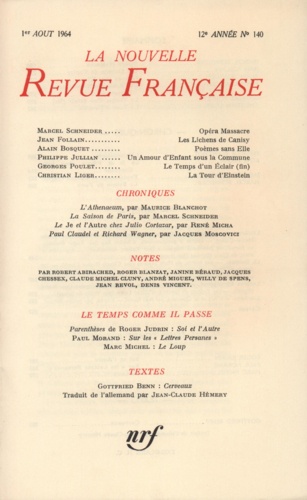 La Nouvelle Revue Française N° 140 aout 1964