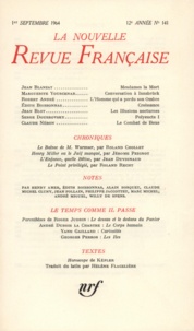  Gallimard - La Nouvelle Revue Française N° 141 sept 1964 : .
