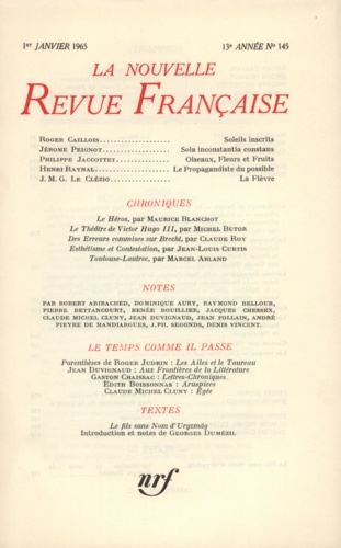 La Nouvelle Revue Française N° 145 janvier 1965