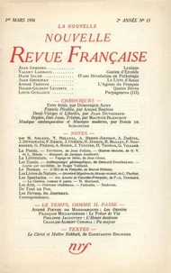 La Nouvelle Revue Française N° 15, mars 1954