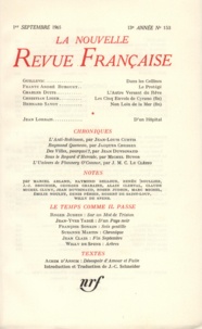  Gallimard - La Nouvelle Revue Française N° 153 sept 1965 : .