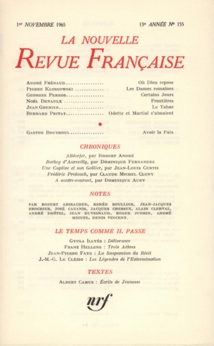 La Nouvelle Revue Française N° 155 novembre 1965