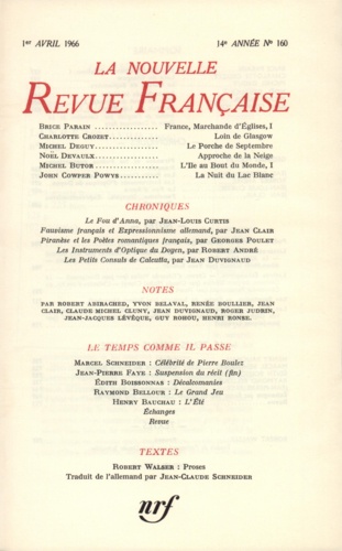 La Nouvelle Revue Française N° 160 avril 1966