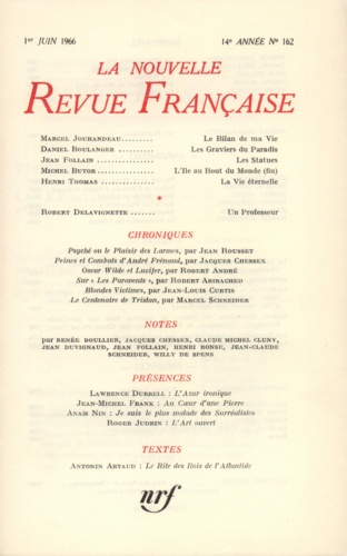 La Nouvelle Revue Française N° 162, juin 1966