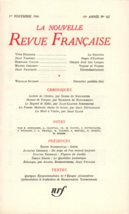  Gallimard - La Nouvelle Revue Française N° 167 novembre 1966 : .