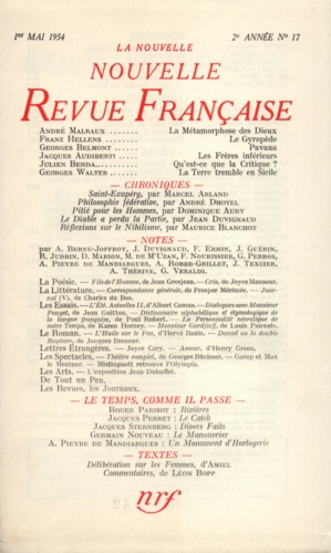 La Nouvelle Revue Française N° 17 mai 1954