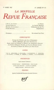 La Nouvelle Revue Française N° 171 mars 1967