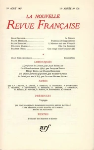La Nouvelle Revue Française N° 176, aout 1967