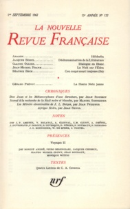  Gallimard - La Nouvelle Revue Française N° 177 sept 1967 : .