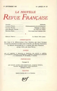 La Nouvelle Revue Française N° 177 sept 1967