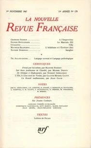 La nouvelle revue française N° 179 novembre 1967
