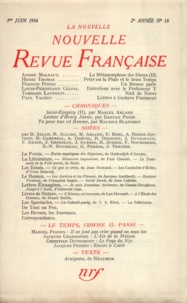  Gallimard - La Nouvelle Revue Française N° 18 juin 1954 : .