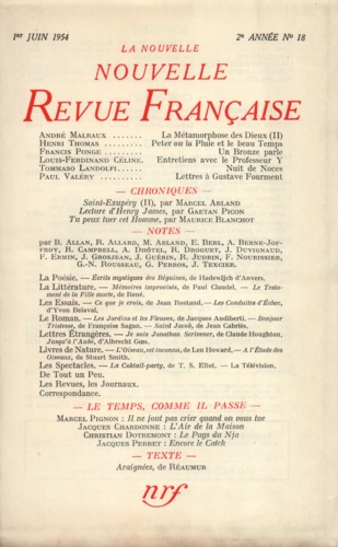 La Nouvelle Revue Française N° 18 juin 1954
