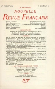 La Nouvelle Revue Française N° 19, juillet 1954
