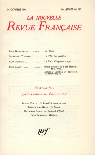 La Nouvelle Revue Française N° 190 octobre 1968