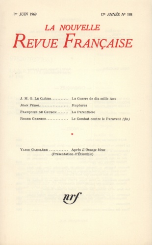 La Nouvelle Revue Française N° 198 juin 1969