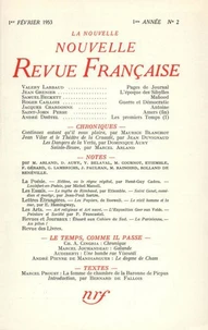 La Nouvelle Revue Française N° 2, Février 1953