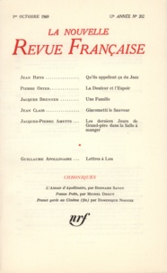  Gallimard - La Nouvelle Revue Française N° 202 octobre 1969 : .