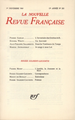 La Nouvelle Revue Française N° 203 novembre 1969