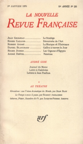 La Nouvelle Revue Française N° 205 janvier 1970