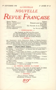  Gallimard - La Nouvelle Revue Française N° 21 septembre 1954 : .