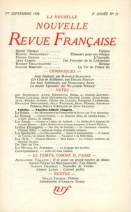 La Nouvelle Revue Française N° 21 septembre 1954