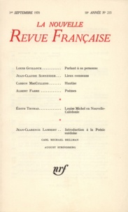  Gallimard - La Nouvelle Revue Française N° 213 sept 1970 : .