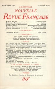  Gallimard - La Nouvelle Revue Française N° 22, octobre 1954 : .