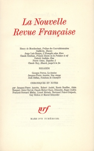 La Nouvelle Revue Française N° 231, mars 1972