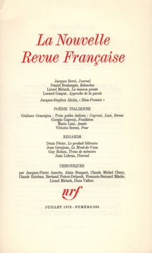 La Nouvelle Revue Française N° 235 juillet 1972