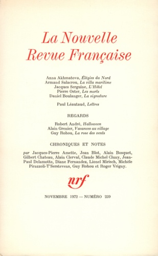 La Nouvelle Revue Française N° 239 novembre 1972