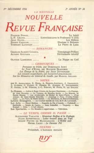 La Nouvelle Revue Française N° 24 décembre 1954