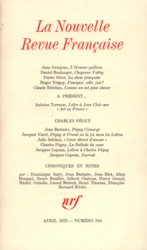 La Nouvelle Revue Française N° 244 avril 1973