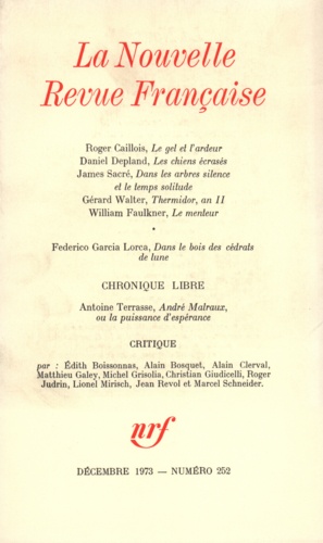 La Nouvelle Revue Française N° 252, décembre 1973