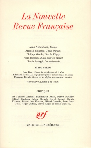 La Nouvelle Revue Française N° 255, mars 1974