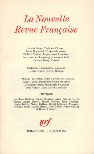 La Nouvelle Revue Française N° 259 juillet 1974