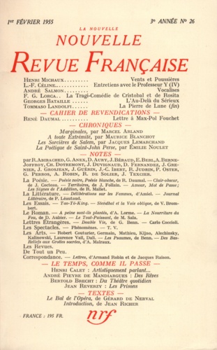 La Nouvelle Revue Française N°26, février 1955