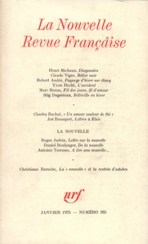 La Nouvelle Revue Française N° 265 janvier 1975
