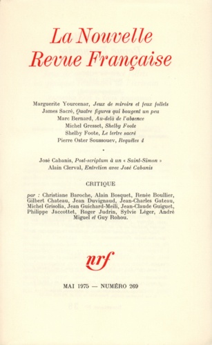 La Nouvelle Revue Française N° 269, mai 1975