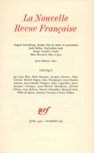 La Nouvelle Revue Française N° 282, juin 1976