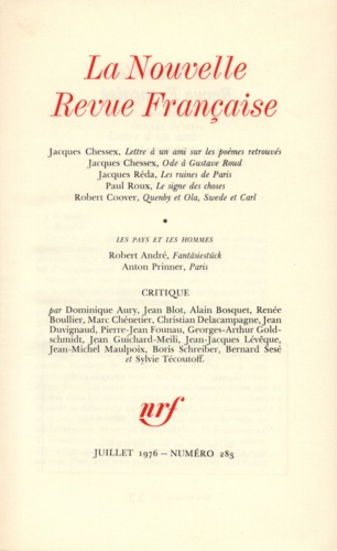 La Nouvelle Revue Française N° 283 juillet 1976