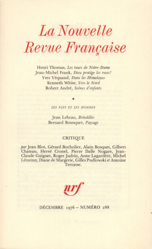 La Nouvelle Revue Française N° 288 décembre 1976
