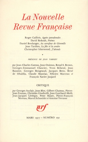 La Nouvelle Revue Française N° 291, mars 1977