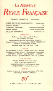  Gallimard - La Nouvelle Revue Française N° 296 sept 1977 : .