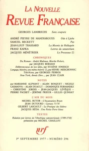 La Nouvelle Revue Française N° 296 sept 1977